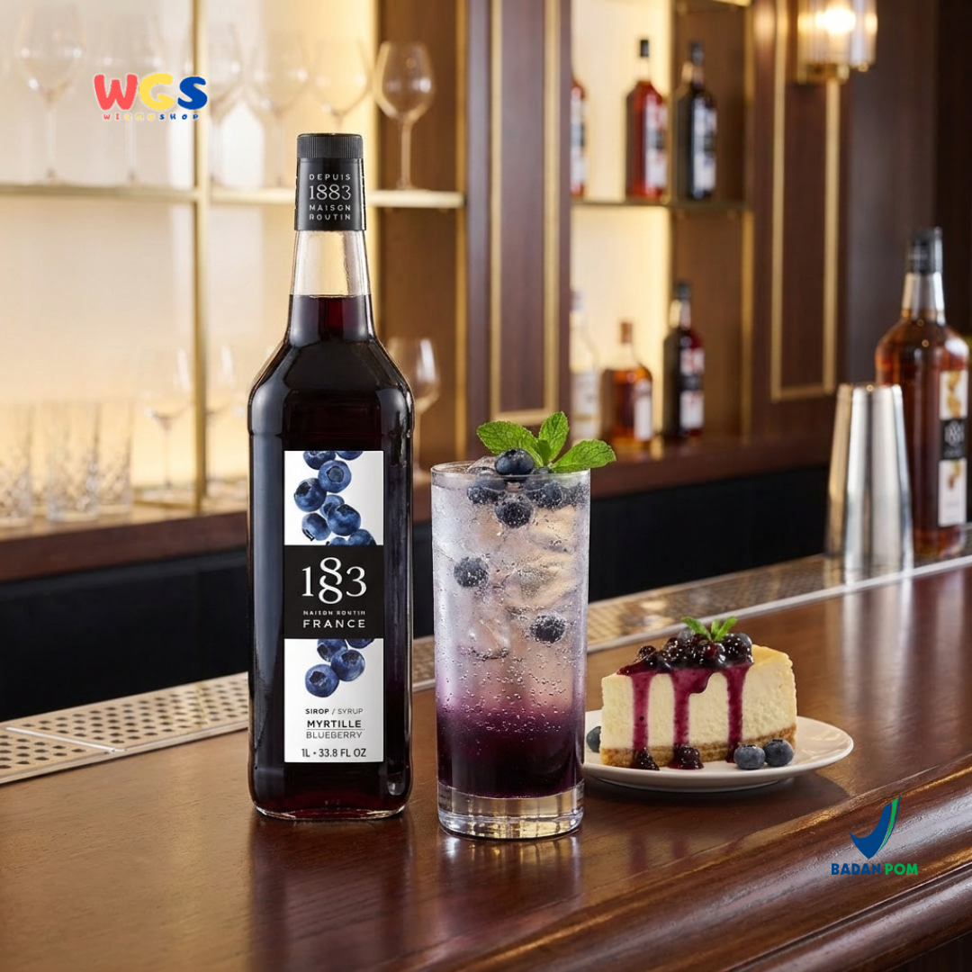 1883 Maison Routin Blueberry Syrup 1L - Sirup Blueberry Premium Prancis untuk Mocktail, Soda, Tea & Dessert
