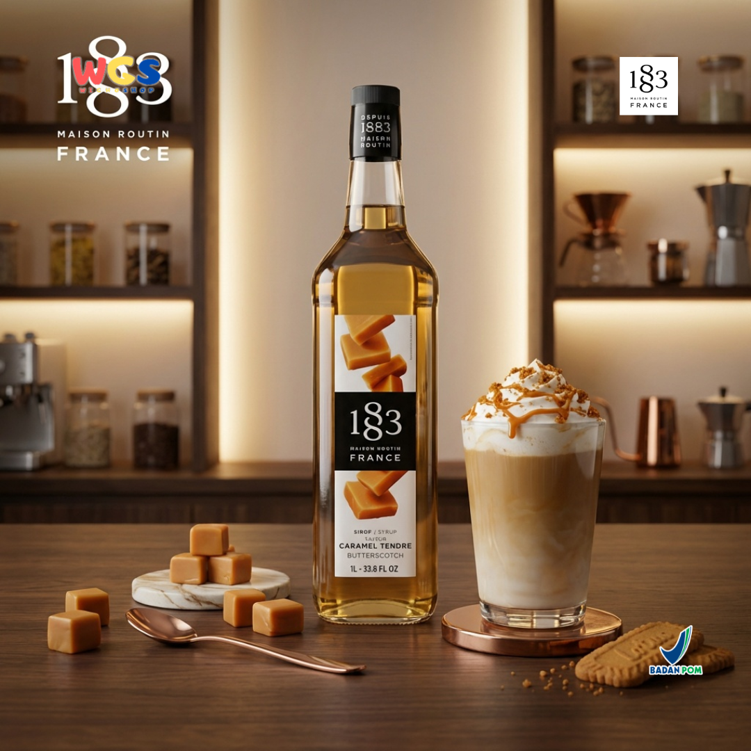 1883 Maison Routin Butterscotch Syrup 1L - Sirup Butterscotch Syrup Cafe Barista Coffee Drink