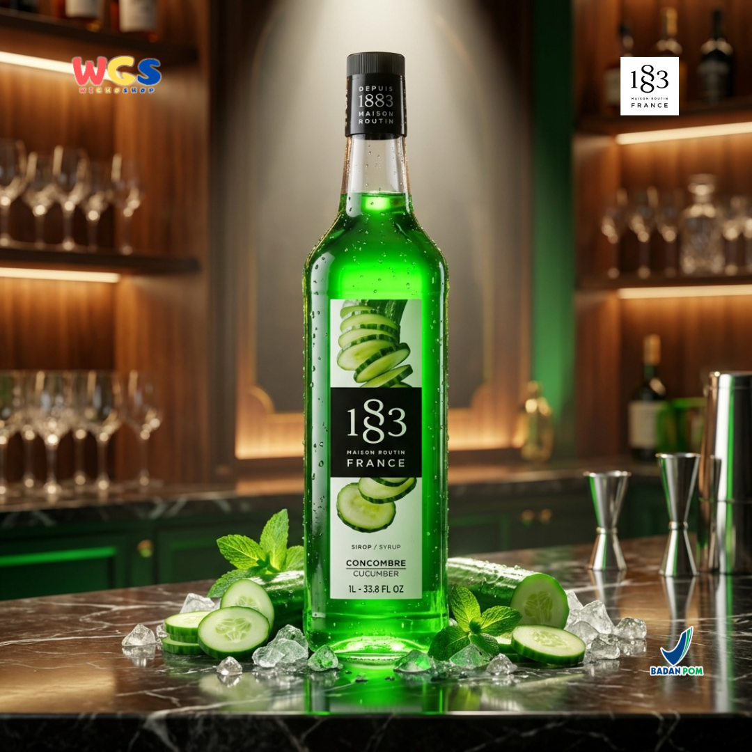 1883 Maison Routin Cucumber Syrup 1L – Sirup Mentimun Premium untuk Soda, Mocktail & Tea