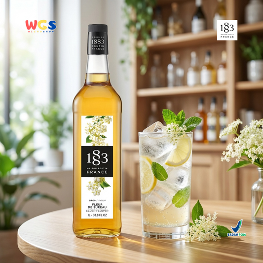 1883 Maison Routin Elderflower Syrup 1L - Sirup Elder Flower Syrup Cafe Barista Mocktail