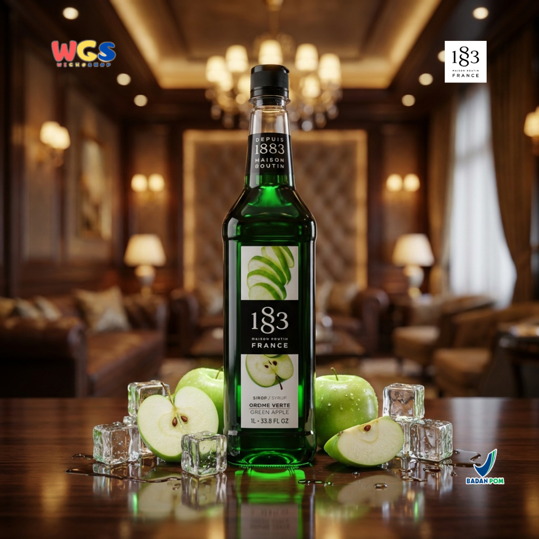 1883 Maison Routin Green Apple Syrup 1L - Sirup Apel Hijau Premium untuk Soda, Mocktail & Tea