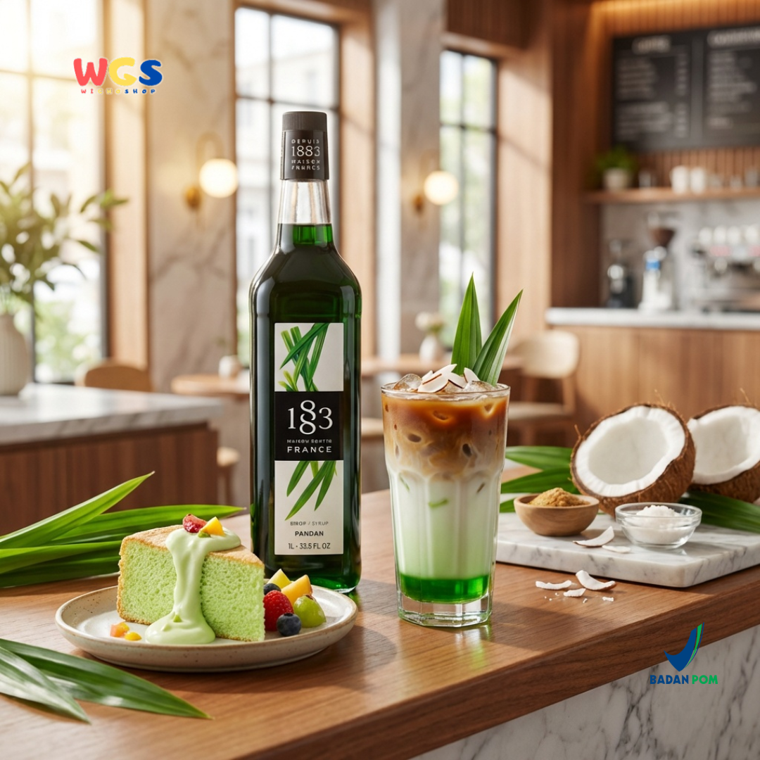 1883 Maison Routin Pandan Syrup 1L - Sirup Pandan Premium Prancis untuk Minuman, Dessert & Bakery