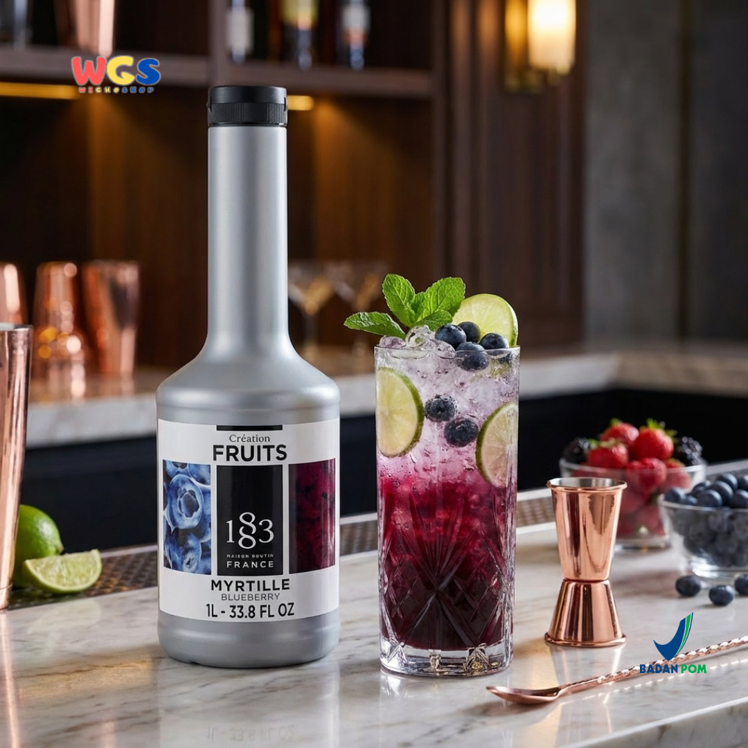 1883 Maison Routin Puree Blueberry 1L - Saus Buah Bluberi Premium untuk Minuman & Dessert