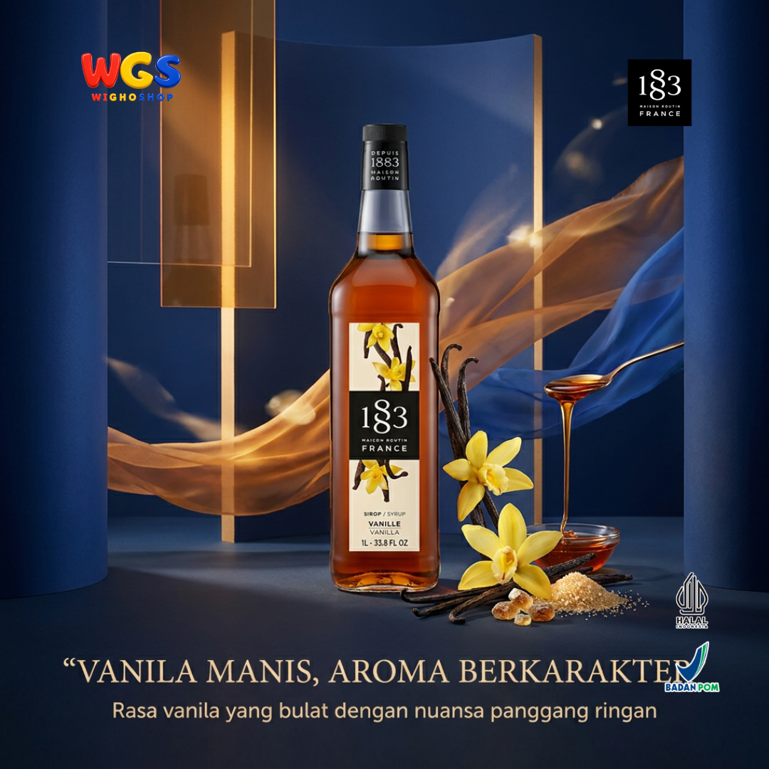 1883 Maison Routin Vanilla Syrup 1L - Sirup Vanila Prancis untuk Kopi Latte, Susu dan Dessert