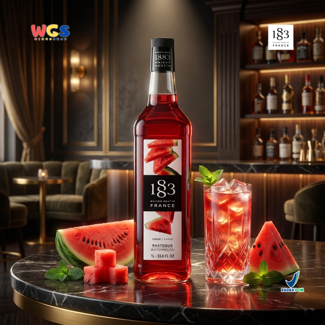 1883 Maison Routin Watermelon Syrup 1L – Sirup Semangka Premium untuk Soda, Mocktail & Tea