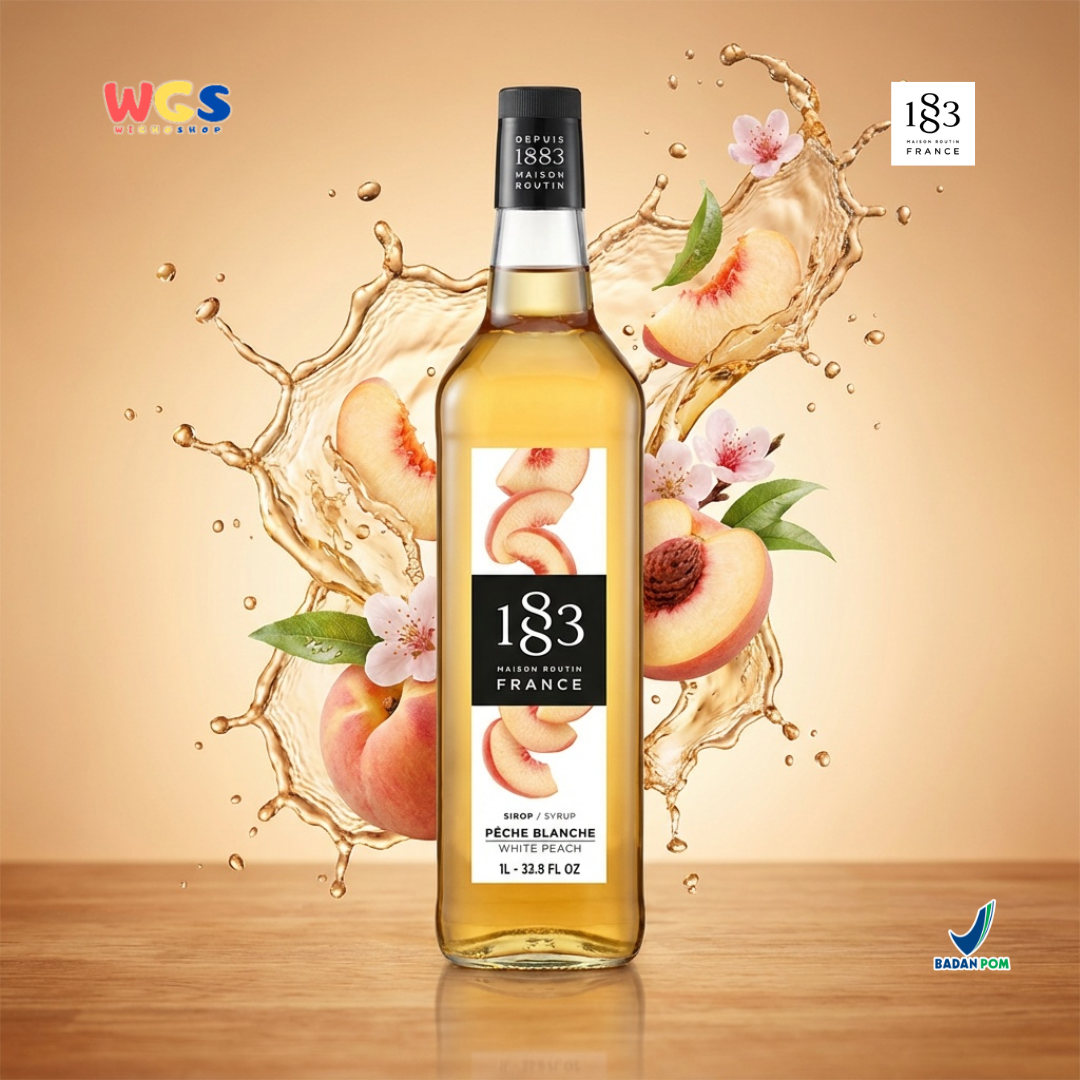 1883 Maison Routin White Peach Syrup 1L - Sirup White Peach Syrup Cafe Barista Mocktail Drink