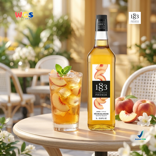 1883 Maison Routin White Peach Syrup 1L - Sirup White Peach Syrup Cafe Barista Mocktail Drink