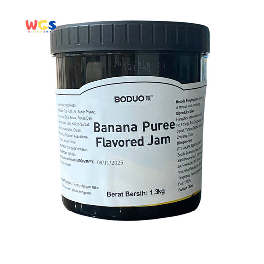 BODUO Banana Puree Flavored Jam 1.3 kg - Halal and BPOM Certified for Trendy Drinks and Desserts