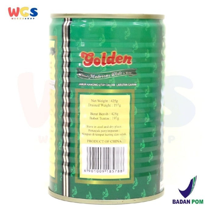 Golden Canned Mushrooms Whole in Brine 425g - Premium Canned Whole Mushrooms