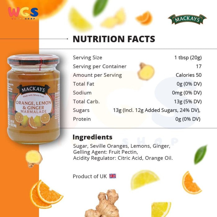 Mackays Orange, Lemon & Ginger Marmalade Jam 340 gr
