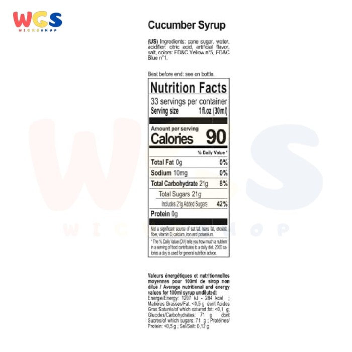 1883 Maison Routin France Syrup Cucumber Flavor 1 Ltr - 33.8fl oz