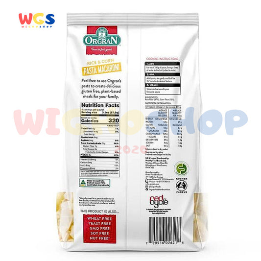 ORGRAN Rice & Corn Pasta Macaroni Gluten Free Vegan 350g