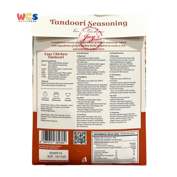 Jay's Kitchen Tandoori Seasoning Spice & Herbs Blend 30g - Bumbu Tandoori