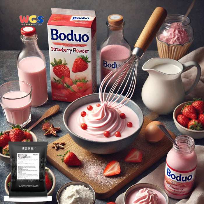 BODUO Strawberry Flavored Powder 1kg – Halal and BPOM