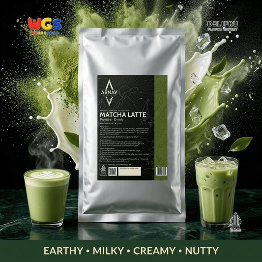 ARNAV Matcha Latte Powder Drink 1kg - Bubuk Minuman Matcha Susu Green Tea Latte Frappe Boba Cafe Halal