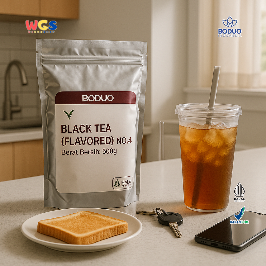 BODUO Black Tea Flavored No.4 500g – Bubuk Teh Hitam Praktis untuk Minuman Kekinian & Usaha