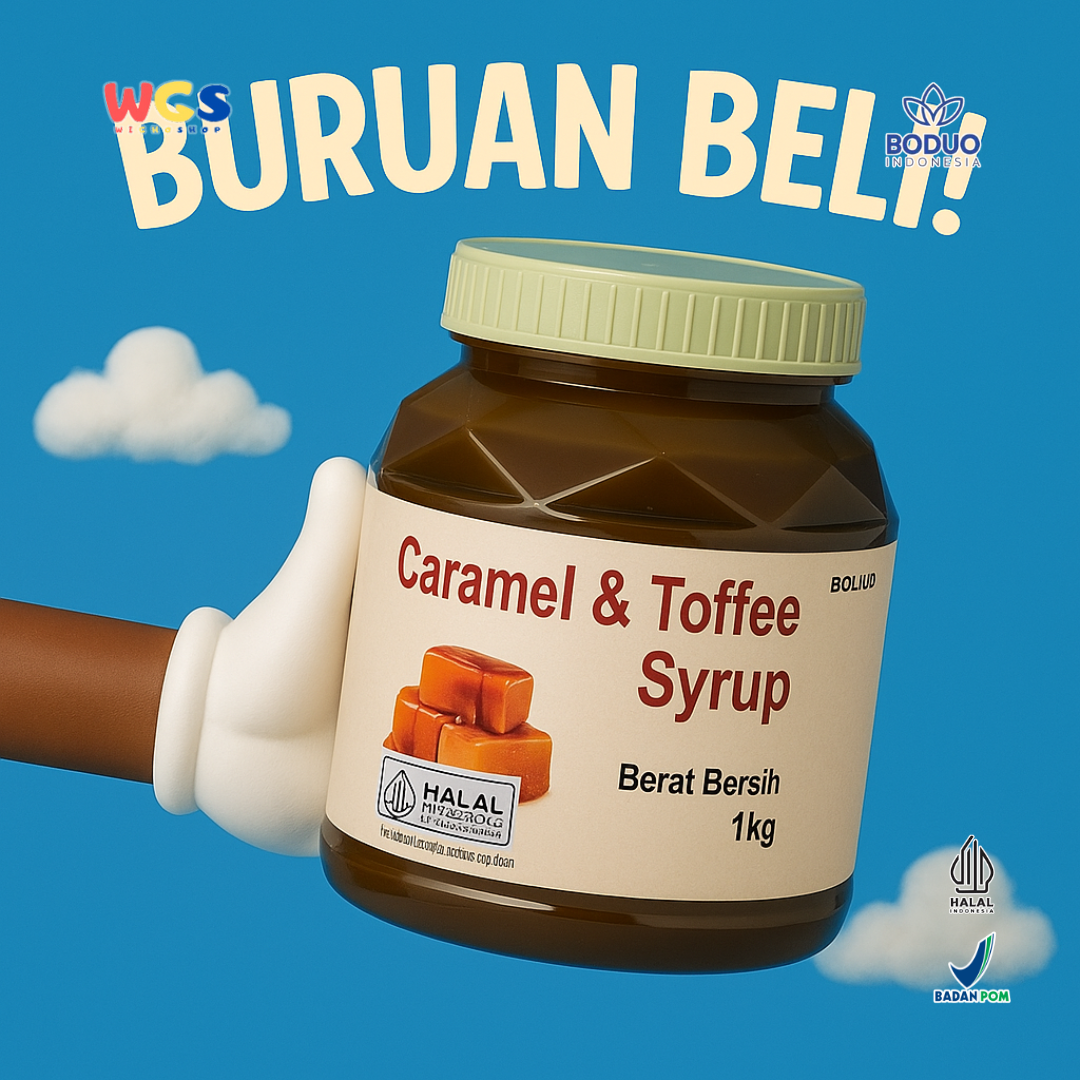 BODUO Caramel & Toffee Syrup 1kg – Premium Caramel & Toffee Flavored Syrup for Drinks and Desserts