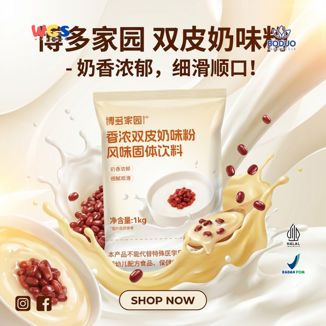 BODUO Double Layer Milk Custard Powder 1kg – Bubuk Custard Susu Lembut & Creamy Premium