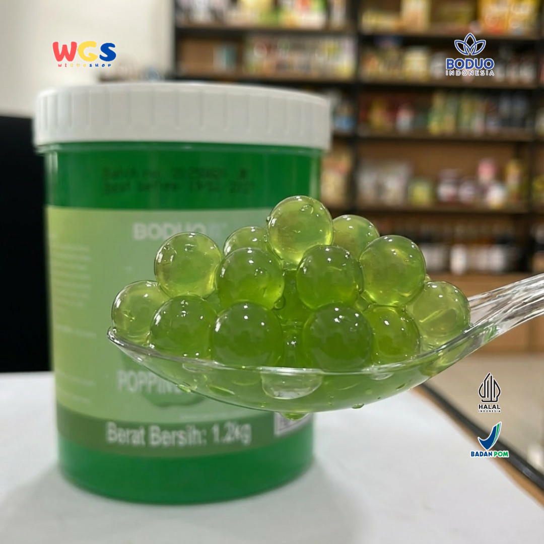 BODUO Green Apple Flavored Popping Boba 1.2kg – Topping Minuman Rasa Apel