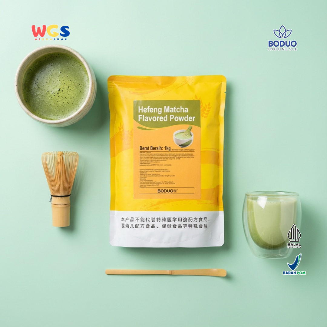 BODUO Hefeng Matcha Flavored Powder 1kg - Bubuk Matcha untuk Minuman Kekinian & Dessert