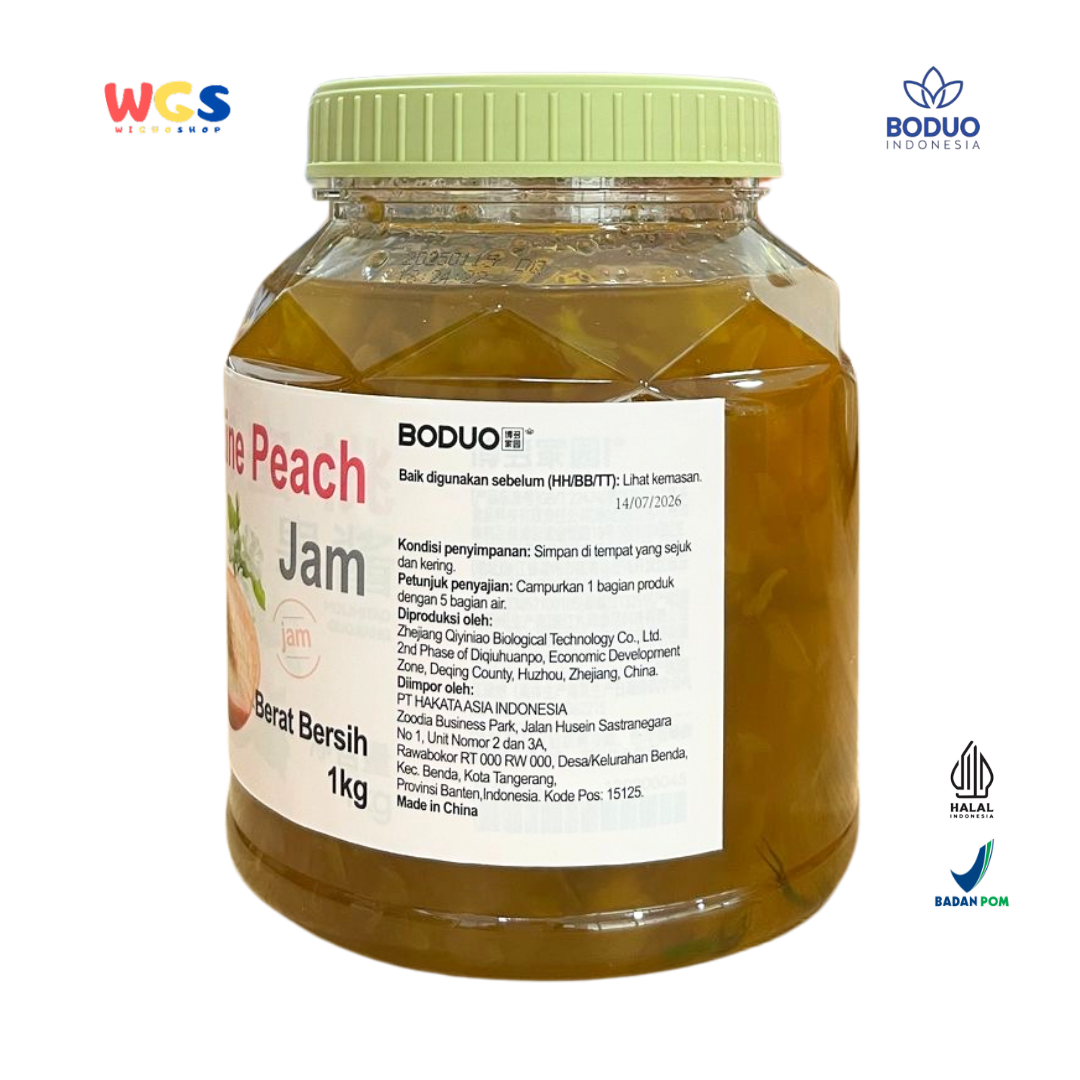BODUO Jasmine Peach Jam 1kg – Selai Melati & Persik untuk Minuman Kekinian