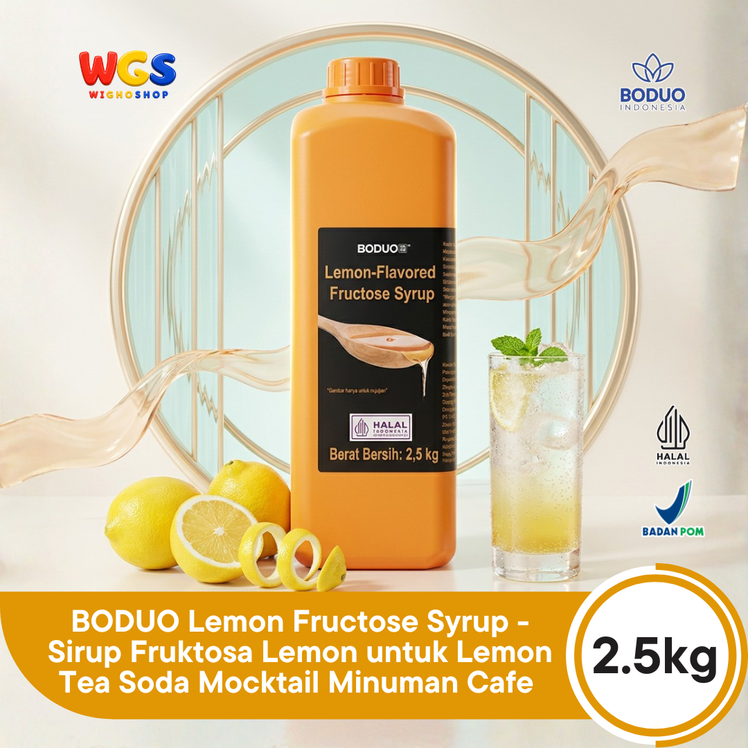 BODUO Lemon-Flavored Fructose Syrup 2.5kg - Halal & BPOM Certified for Trendy Drinks and Desserts