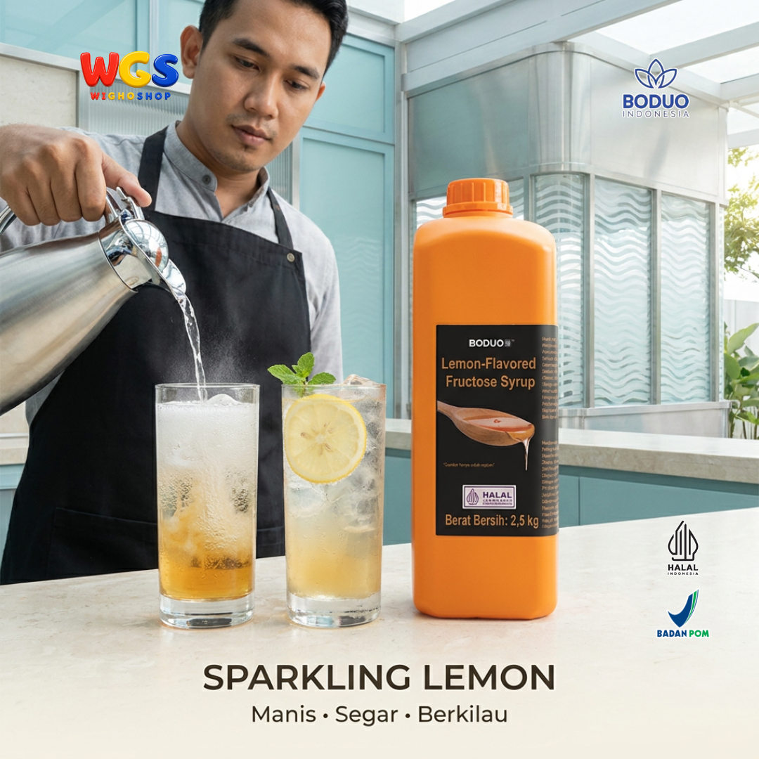 BODUO Lemon-Flavored Fructose Syrup 2.5kg - Halal & BPOM Certified for Trendy Drinks and Desserts