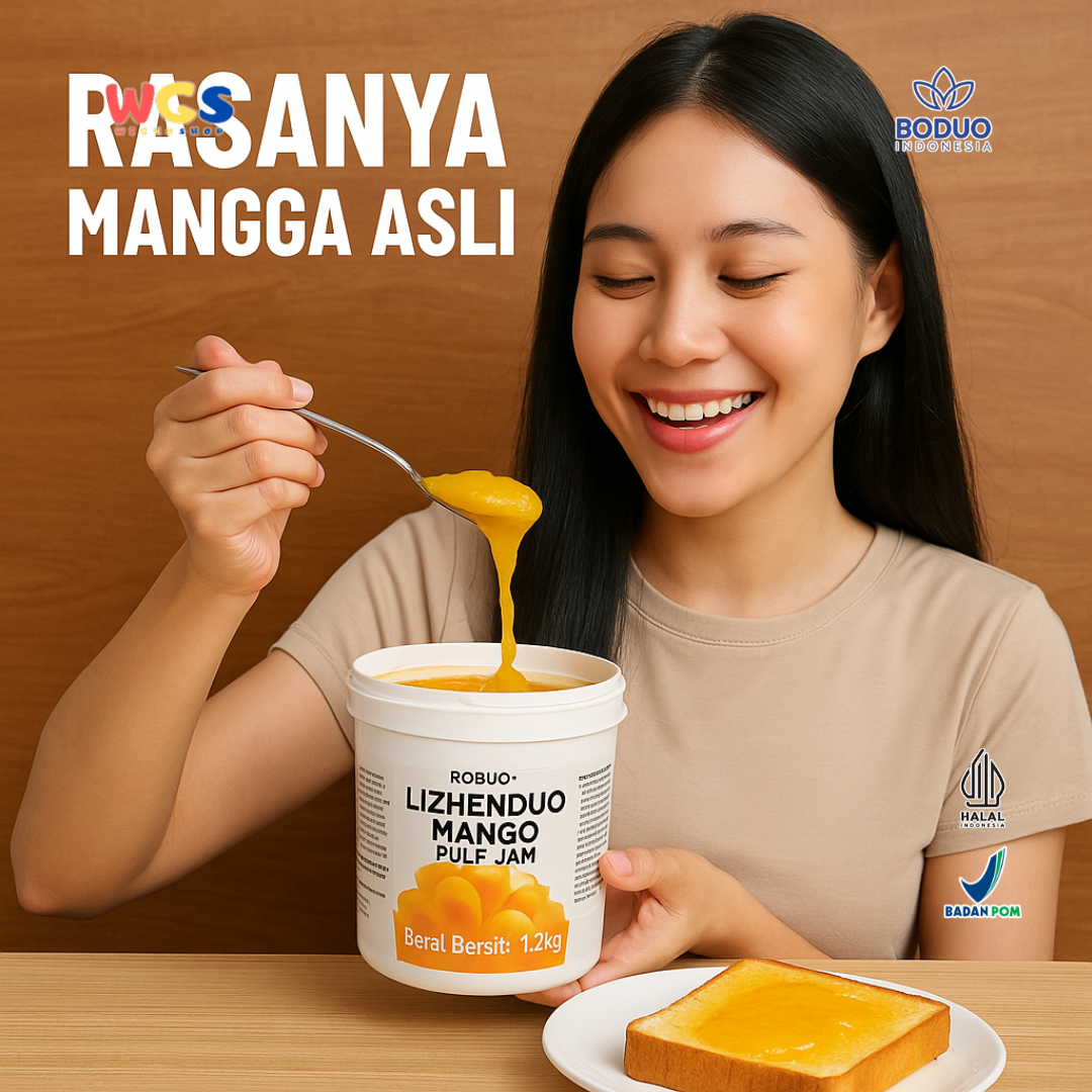 BODUO Lizhenduo Mango Pulp Jam 1.2 kg – Base Minuman & Topping Rasa Mangga