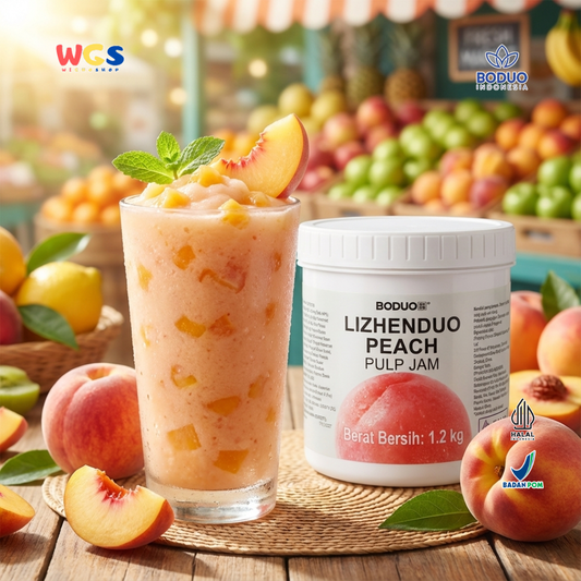BODUO Lizhenduo Peach Pulp Jam 1.2kg – Selai Bubur Persik Premium untuk Minuman & Dessert