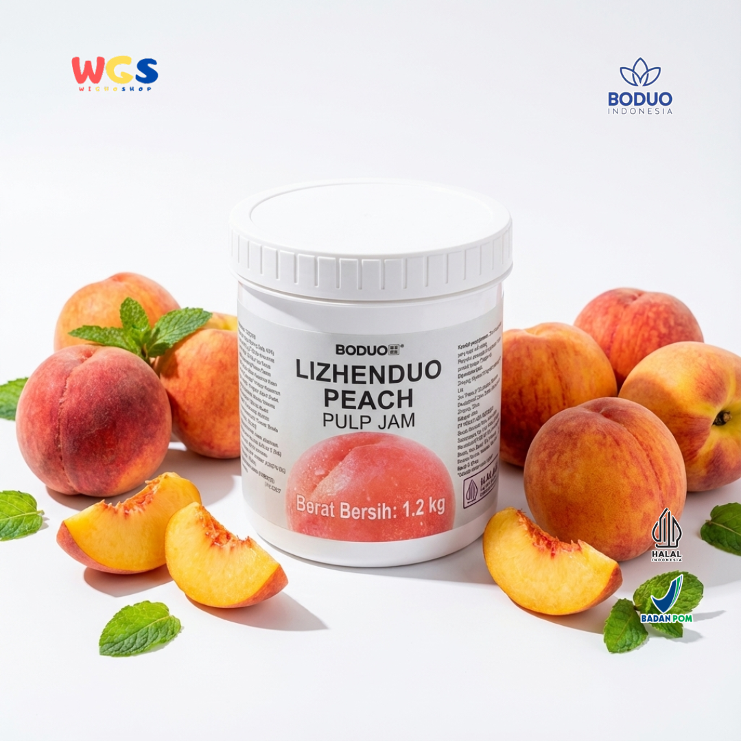 BODUO Lizhenduo Peach Pulp Jam 1.2kg – Selai Bubur Persik Premium untuk Minuman & Dessert