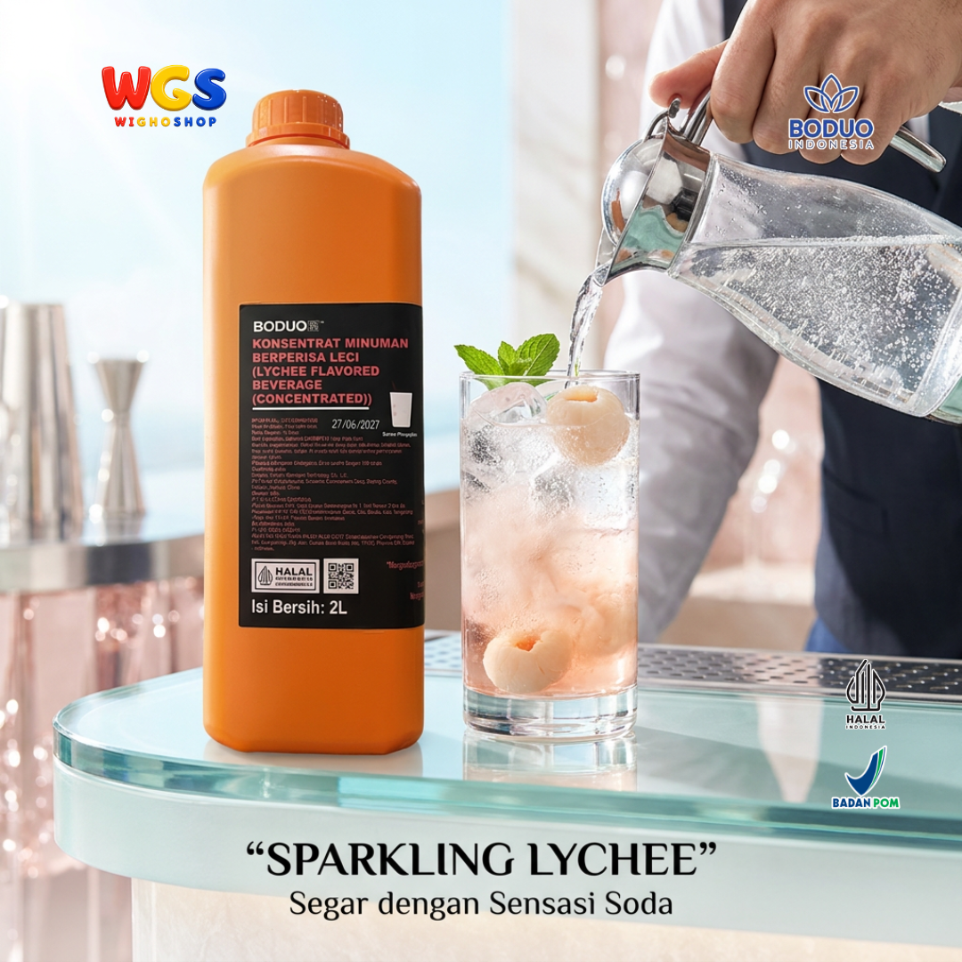 BODUO Lychee Flavored Beverage (Concentrated) 2L - Halal & BPOM Certified for Trendy Drinks and Desserts