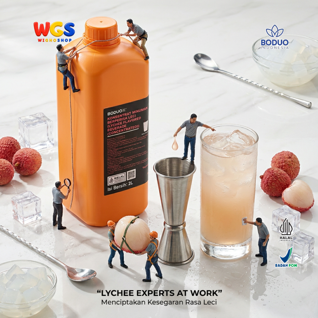 BODUO Lychee Flavored Beverage (Concentrated) 2L - Halal & BPOM Certified for Trendy Drinks and Desserts