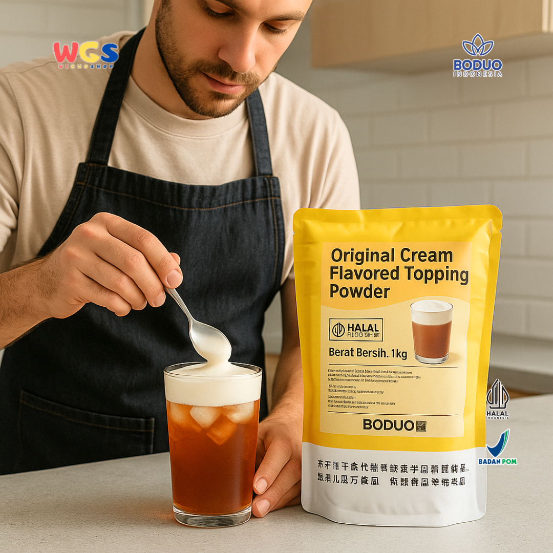 BODUO Original Cream Flavored Topping Powder 1kg – Bubuk Cream Topping Praktis untuk Minuman