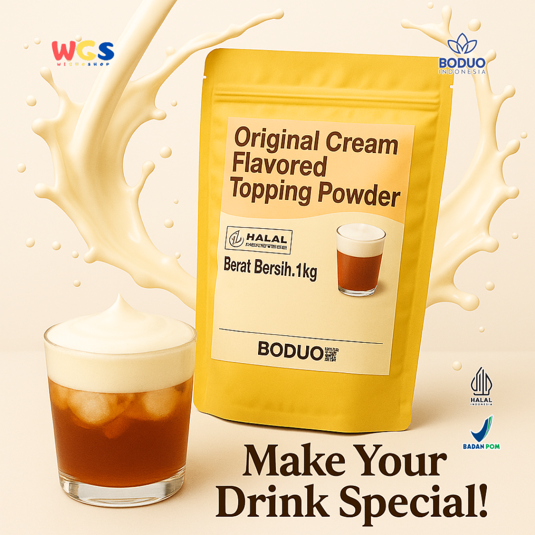 BODUO Original Cream Flavored Topping Powder 1kg – Bubuk Cream Topping Praktis untuk Minuman