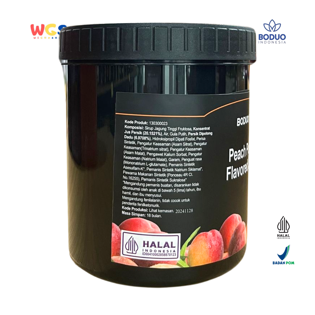 BODUO Peach Puree Flavored Jam 1.3kg – Selai Persik Lembut dengan Rasa Buah Asli