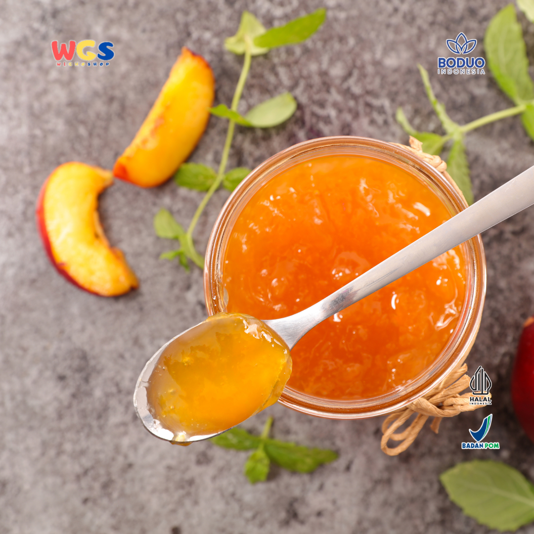 BODUO Peach Puree Flavored Jam 1.3kg – Selai Persik Lembut dengan Rasa Buah Asli
