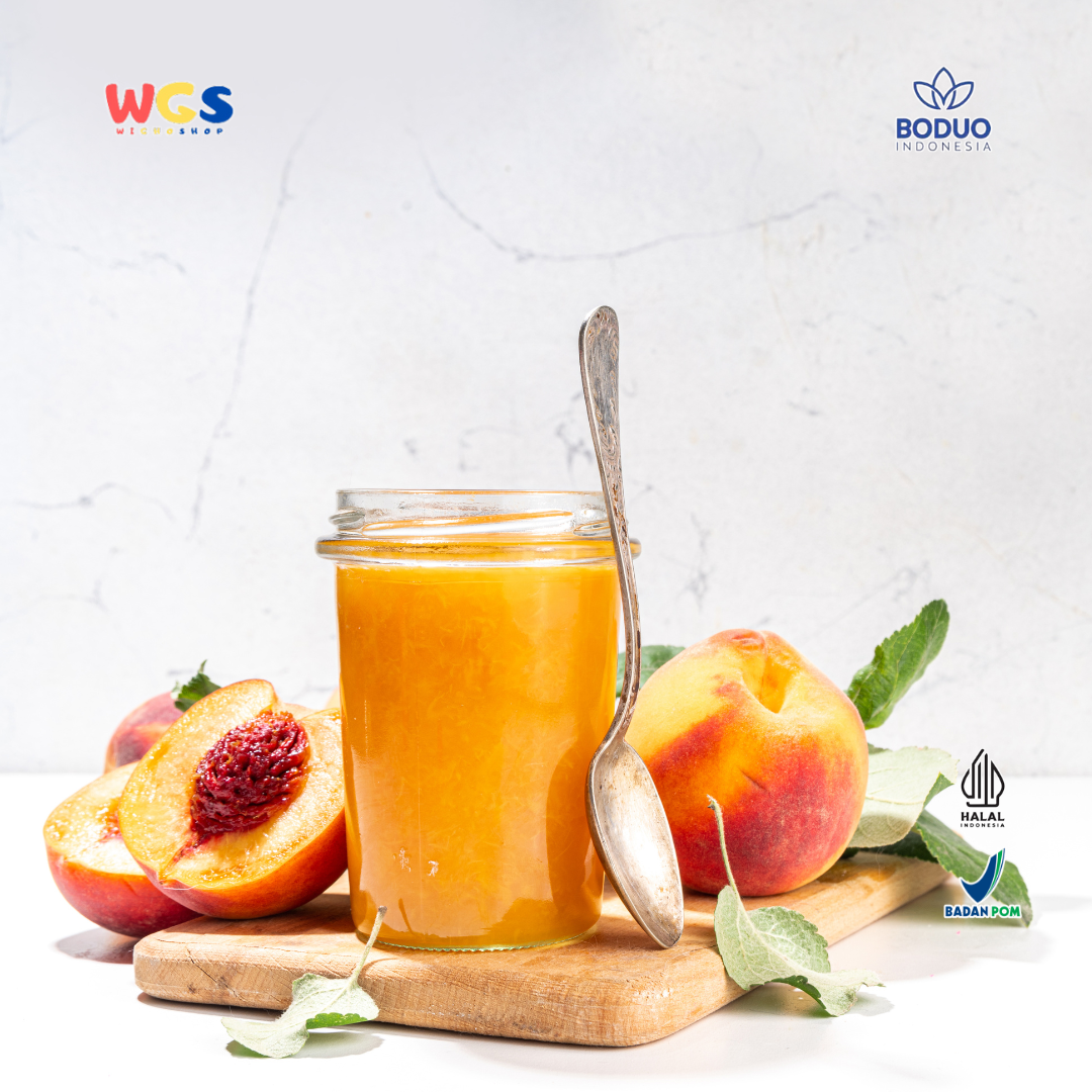 BODUO Peach Puree Flavored Jam 1.3kg – Selai Persik Lembut dengan Rasa Buah Asli