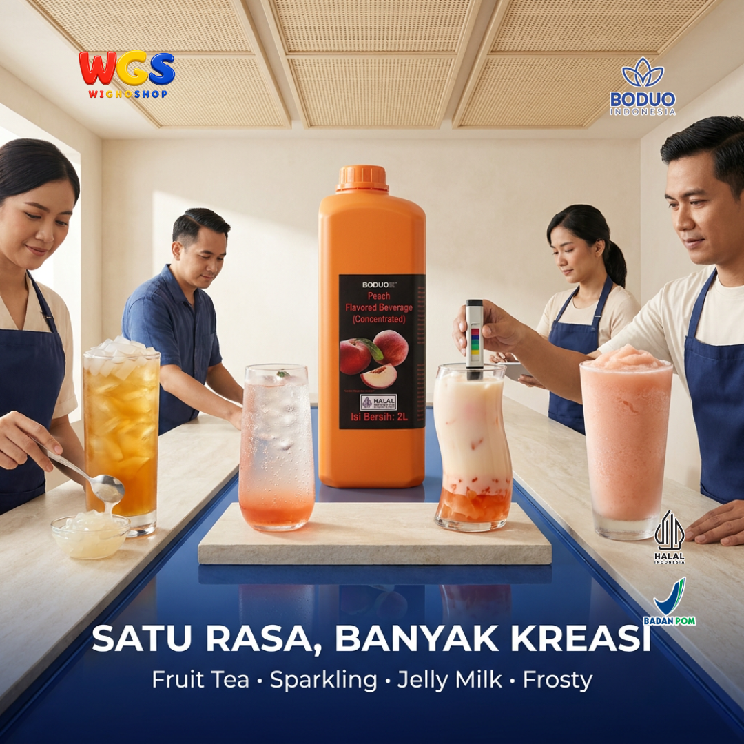 BODUO Peach Syrup Flavored Beverage Concentrate 2L – Peach-flavored syrup for trendy drinks