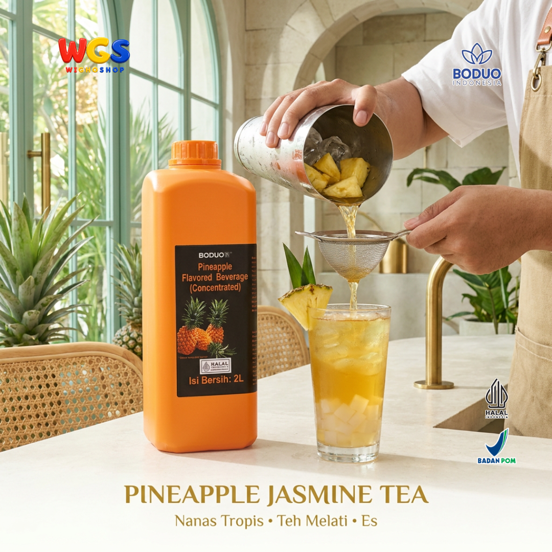 BODUO Pineapple Syrup 2 Liter - Sirup Nanas untuk Mocktail Soda Fruit Tea Minuman Kekinian Cafe
