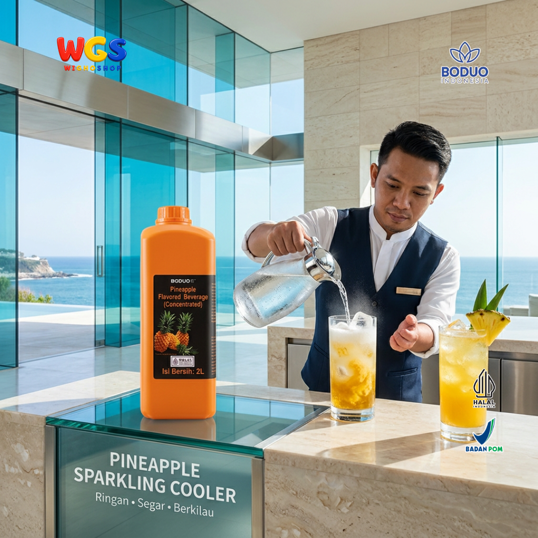 BODUO Pineapple Syrup 2 Liter - Sirup Nanas untuk Mocktail Soda Fruit Tea Minuman Kekinian Cafe