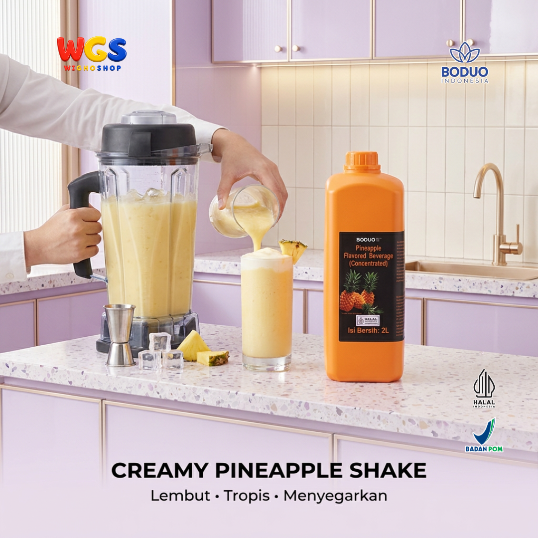 BODUO Pineapple Syrup 2 Liter - Sirup Nanas untuk Mocktail Soda Fruit Tea Minuman Kekinian Cafe