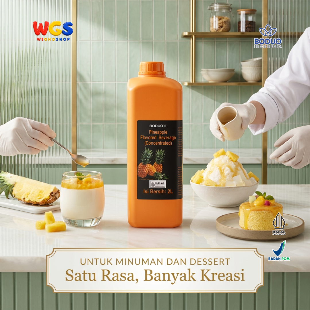 BODUO Pineapple Syrup 2 Liter - Sirup Nanas untuk Mocktail Soda Fruit Tea Minuman Kekinian Cafe