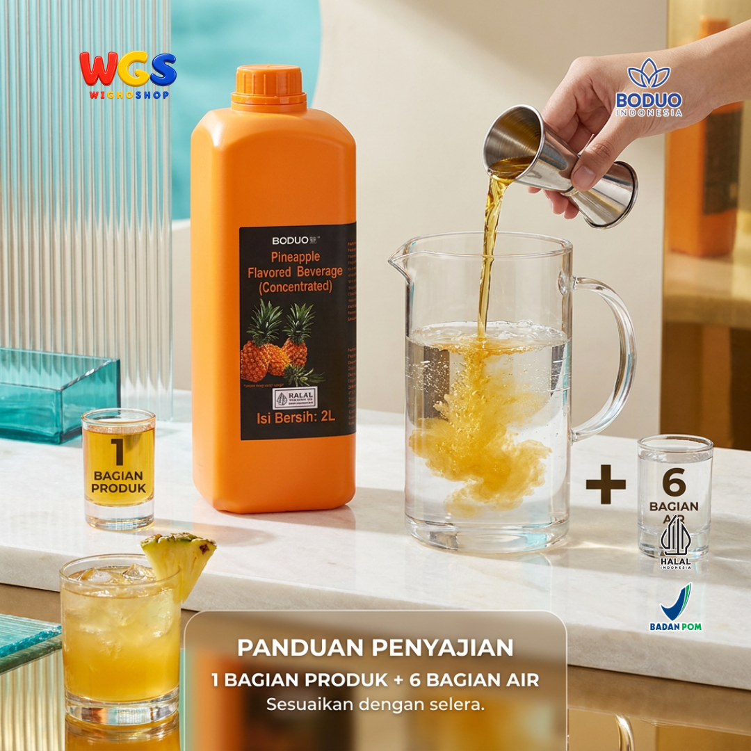 BODUO Pineapple Syrup 2 Liter - Sirup Nanas untuk Mocktail Soda Fruit Tea Minuman Kekinian Cafe