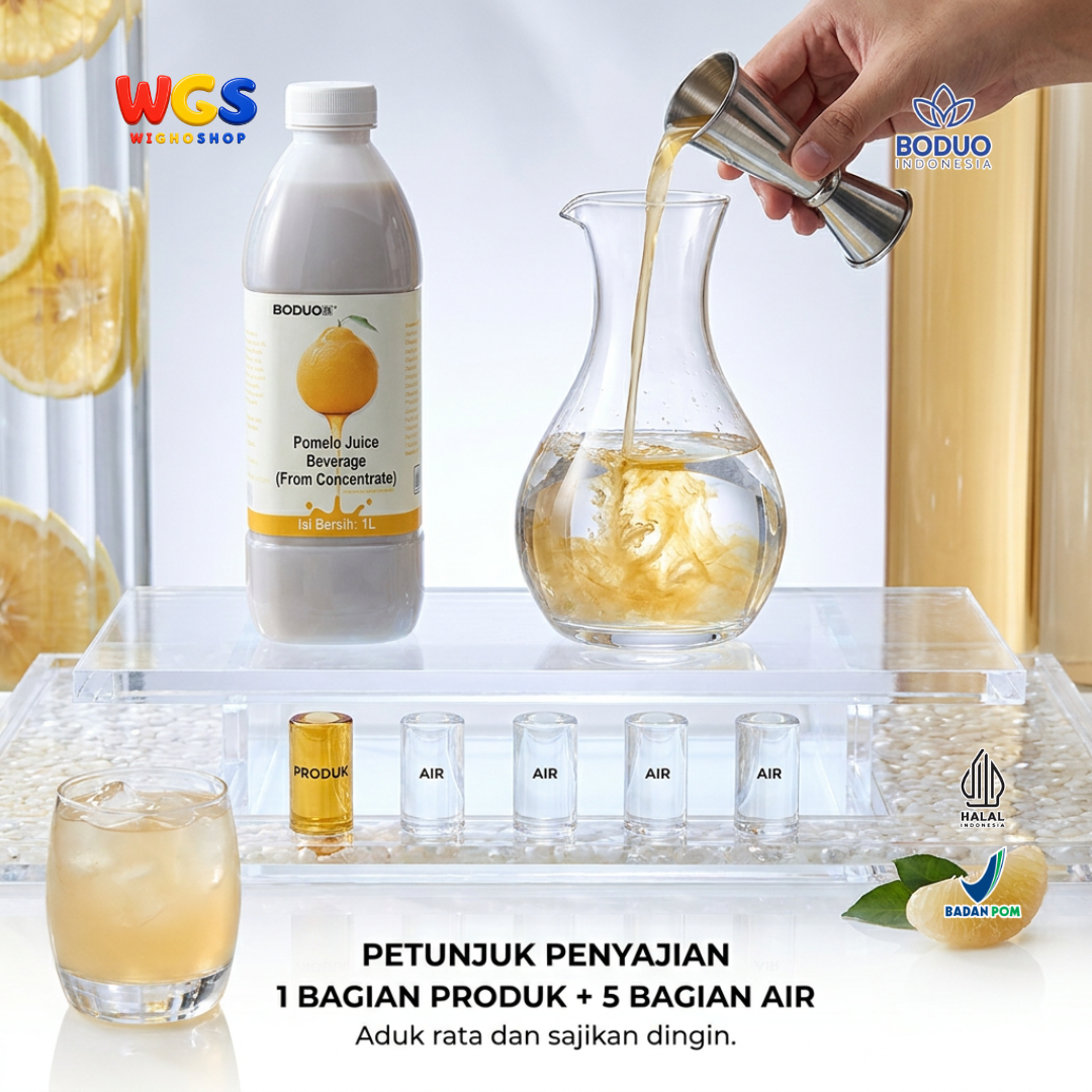 BODUO Pomelo Juice Syrup 1 Liter - Sirup Pomelo untuk Mocktail Soda Fruit Tea Minuman Cafe