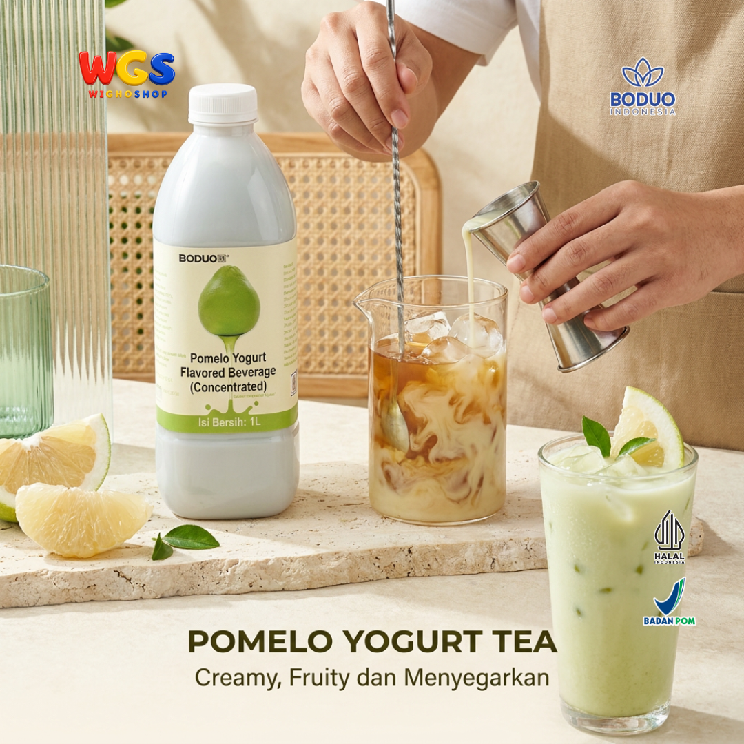 BODUO Pomelo Yogurt Syrup 1 Liter - Sirup Yoghurt Pomelo untuk Fruit Tea Minuman Kekinian Cafe