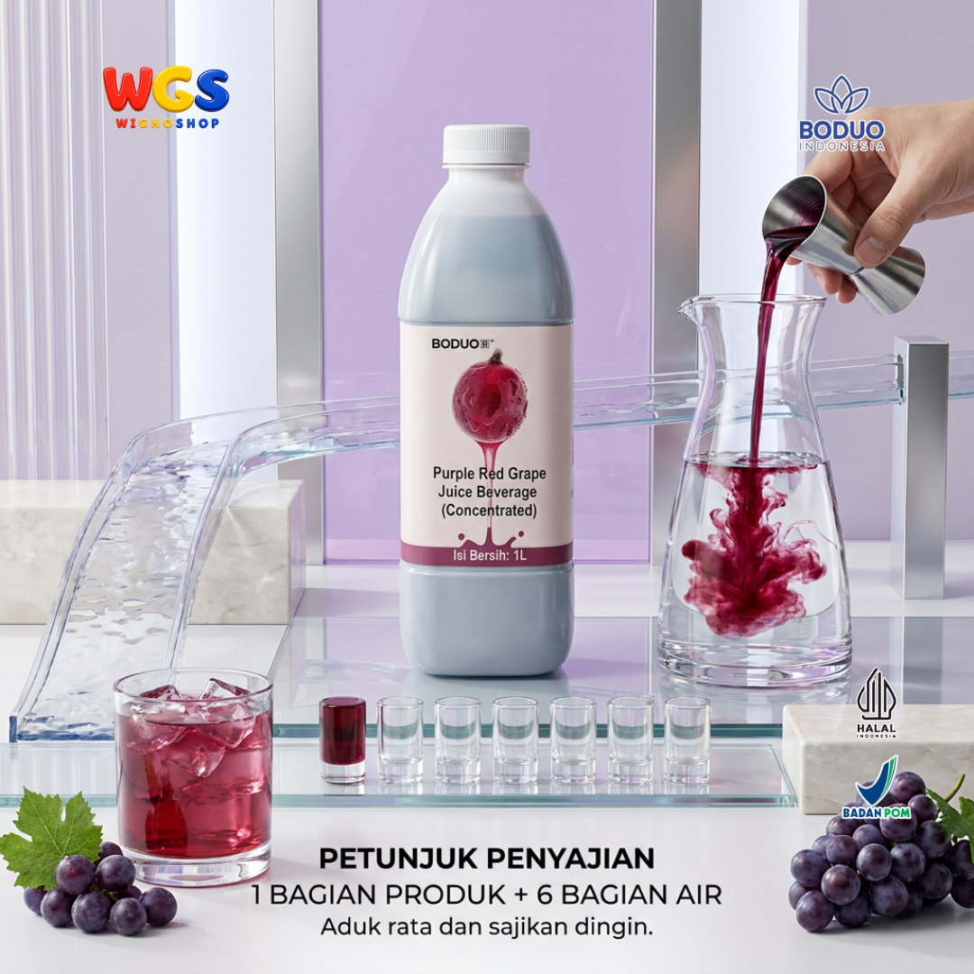 BODUO Purple Red Grape Juice Syrup 1 Liter - Sirup Anggur untuk Mocktail Soda Fruit Tea Minuman Cafe