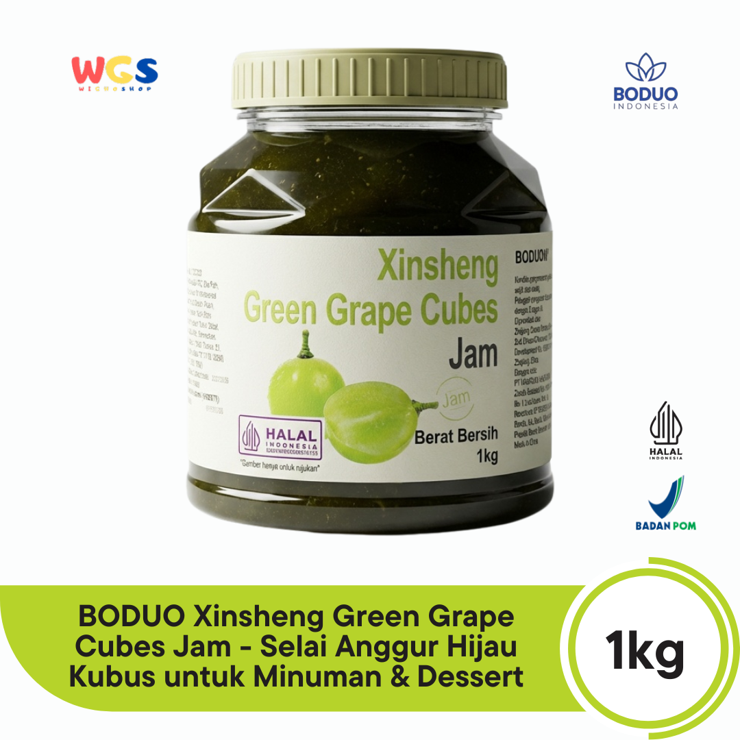 BODUO Xinsheng Green Grape Cubes Jam 1kg – Green Grape Jam for Trendy Drinks