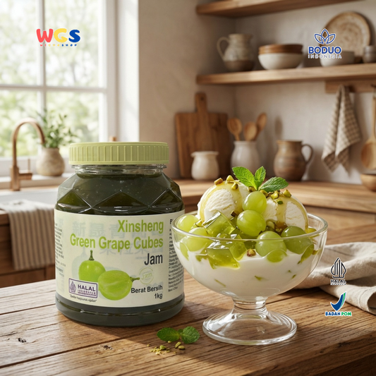 BODUO Xinsheng Green Grape Cubes Jam 1kg – Green Grape Jam for Trendy Drinks