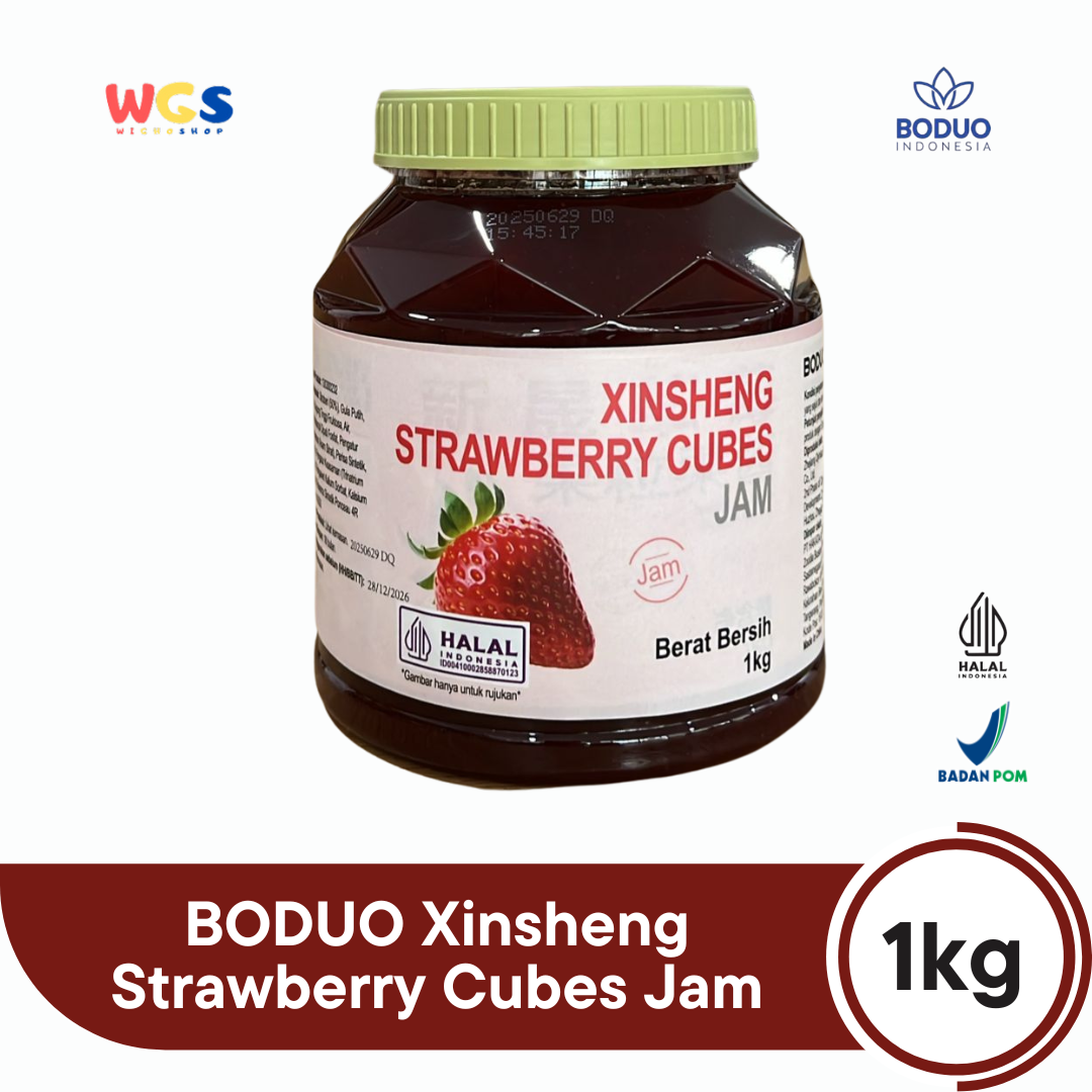 BODUO Xinsheng Strawberry Cubes Jam 1kg | Authentic Strawberry Jam for Contemporary Drinks & Desserts