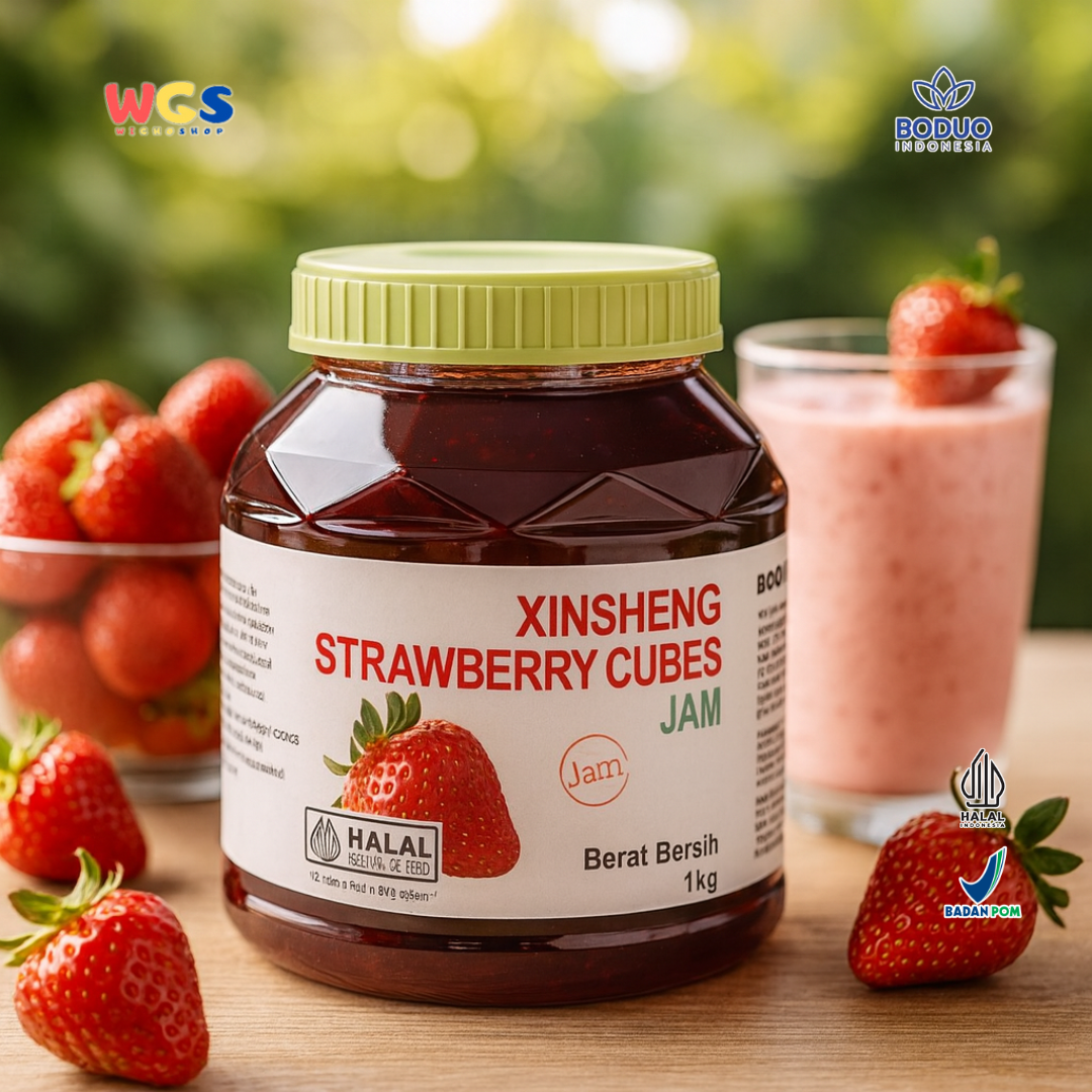 BODUO Xinsheng Strawberry Cubes Jam 1kg | Authentic Strawberry Jam for Contemporary Drinks & Desserts